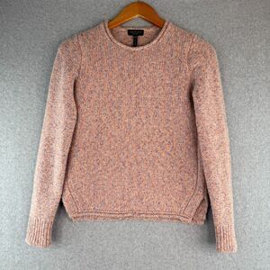 Rag & Bone Marled Pink Virgin Wool Crew Neck Pullover Preppy Quiet Luxury Sz XXS